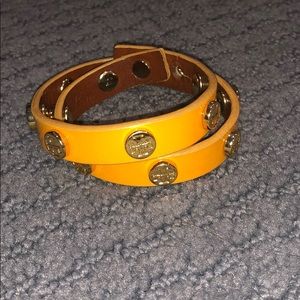 Orange Tory Burch leather wrap bracelet